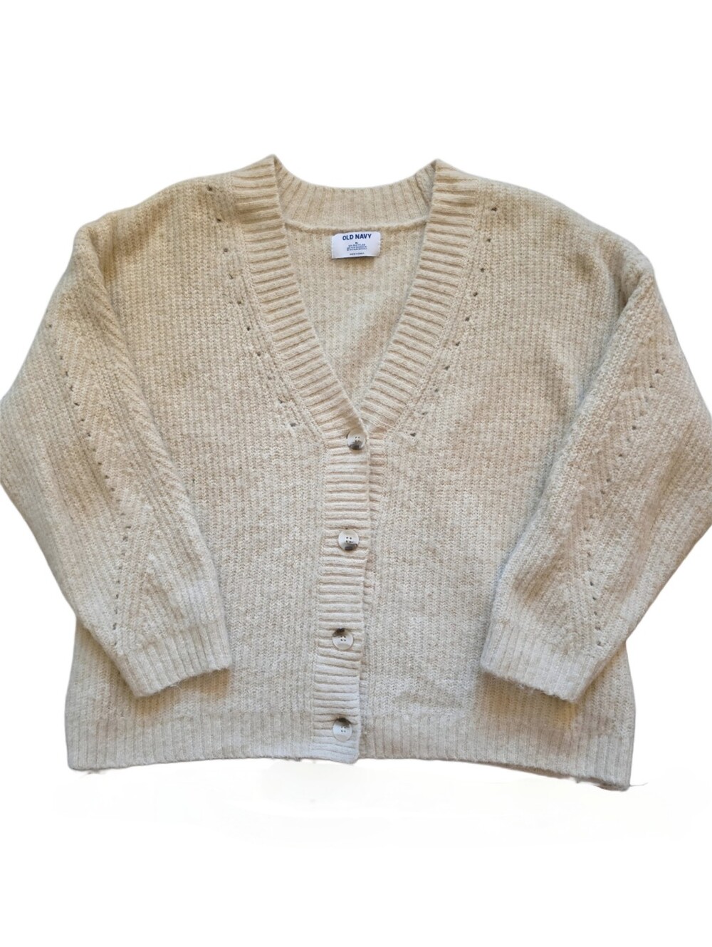 Old Navy Buttun Up Cozy Shaker Cream Cardigan Sweater Size XL